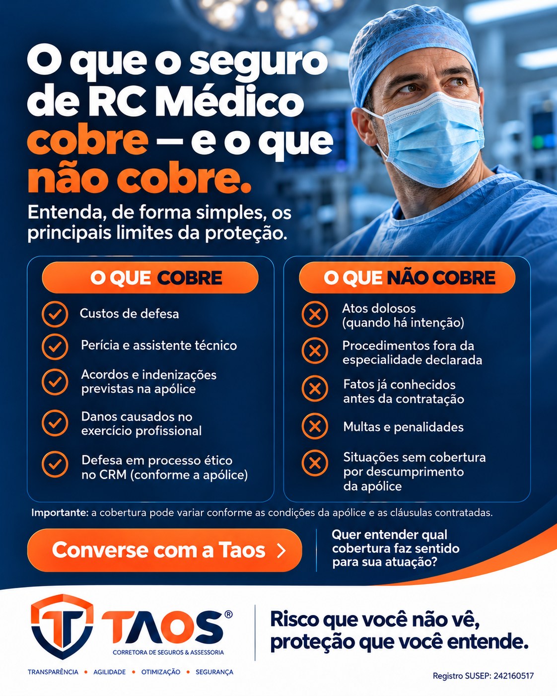 O que o seguro de RC Médico cobre e o que não cobre